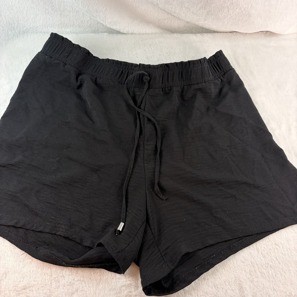 Retrology Black Casual Lounge Shorts High-Waist Drawstring XL Athleisure Comfy